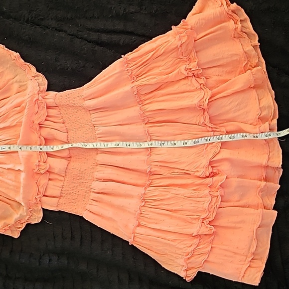 F21 - MD Peach Tiered Off-the-Shoulder Mini Dress - Picture 5 of 8